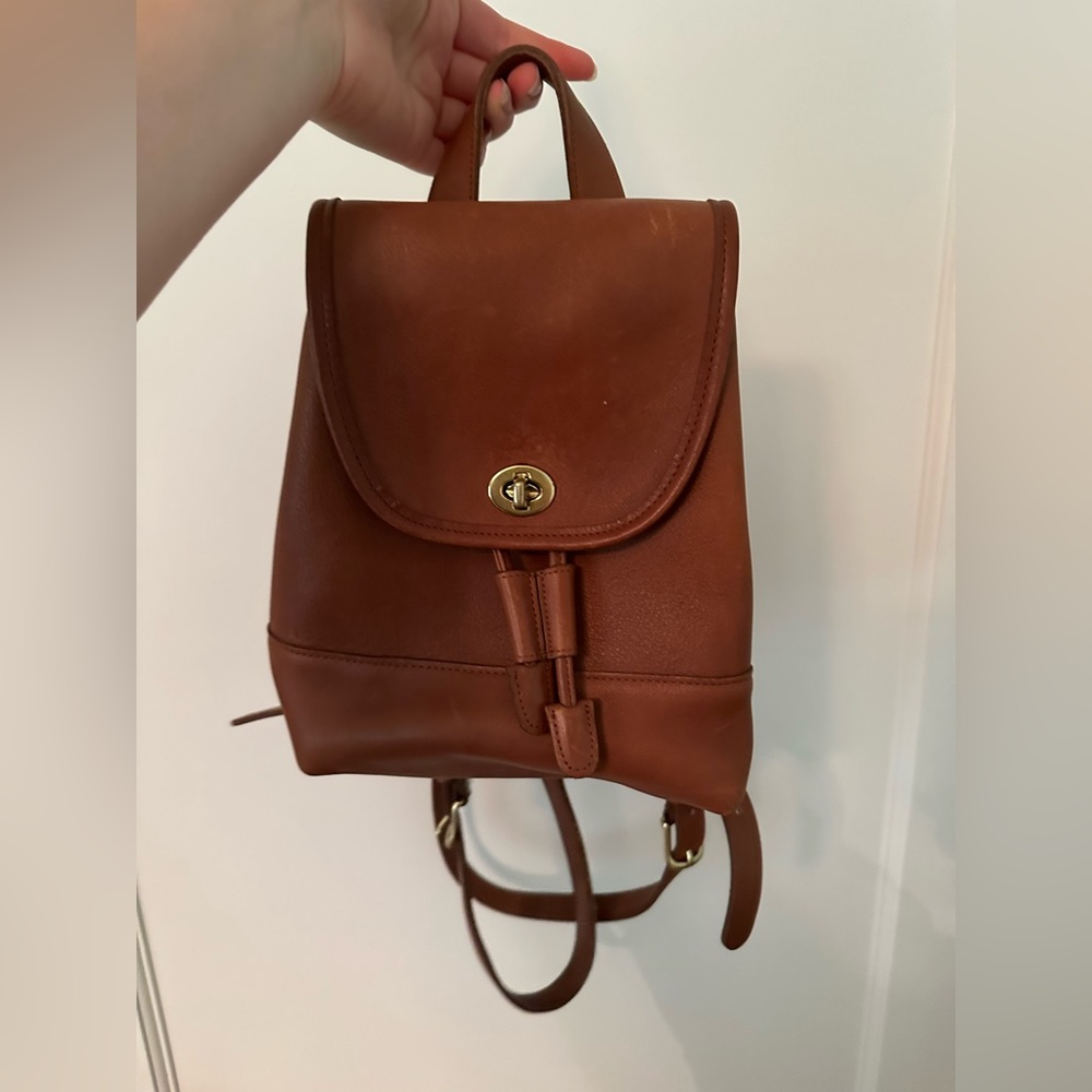 Vintage COACH Backpack 9960 Brown Leather Turnlock Small Backpack
